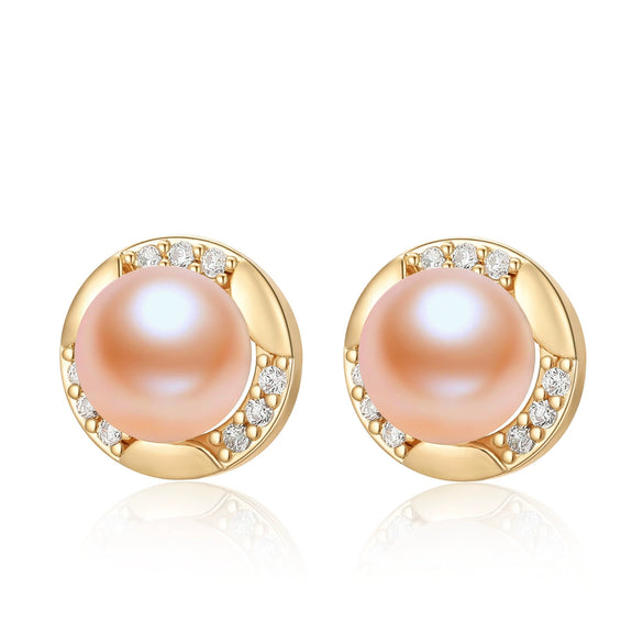 Wholesale Women's Retro Minimalist Geometric Copper And Natural Pearl 14K Goldfilled Earrings Set With Pearls