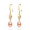 Wholesale Women's Retro Minimalist Geometric Copper And Natural Pearl 14K Goldfilled Earrings Set With Pearls