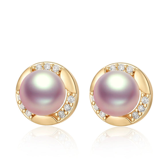 Wholesale Women's Retro Minimalist Geometric Copper And Natural Pearl 14K Goldfilled Earrings Set With Pearls