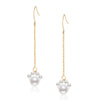Wholesale Women's Retro Minimalist Geometric Copper And Natural Pearl 14K Goldfilled Earrings Set With Pearls