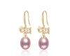 Wholesale Women's Retro Minimalist Geometric Copper And Natural Pearl 14K Goldfilled Earrings Set With Pearls