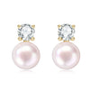 Wholesale Women's Retro Minimalist Geometric Copper And Natural Pearl 14K Goldfilled Earrings Set With Pearls