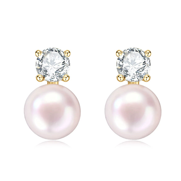 Wholesale Women's Retro Minimalist Geometric Copper And Natural Pearl 14K Goldfilled Earrings Set With Pearls