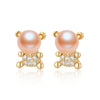 Wholesale Women's Retro Minimalist Geometric Copper And Natural Pearl 14K Goldfilled Earrings Set With Pearls