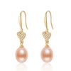 Wholesale Women's Retro Minimalist Geometric Copper And Natural Pearl 14K Goldfilled Earrings Set With Pearls
