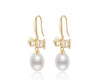 Wholesale Women's Retro Minimalist Geometric Copper And Natural Pearl 14K Goldfilled Earrings Set With Pearls