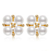 Wholesale Women's Retro Minimalist Geometric Copper And Natural Pearl 14K Goldfilled Earrings Set With Pearls