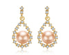 Wholesale Women's Retro Minimalist Geometric Copper And Natural Pearl 14K Goldfilled Earrings Set With Pearls