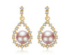 Wholesale Women's Retro Minimalist Geometric Copper And Natural Pearl 14K Goldfilled Earrings Set With Pearls