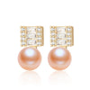 Wholesale Women's Retro Minimalist Geometric Copper And Natural Pearl 14K Goldfilled Earrings Set With Pearls