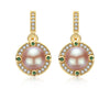 Wholesale Women's Retro Minimalist Geometric Copper And Natural Pearl 14K Goldfilled Earrings Set With Pearls