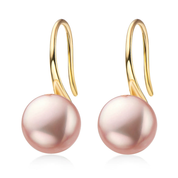 Wholesale Women's Retro Minimalist Geometric Copper And Natural Pearl 14K Goldfilled Earrings Set With Pearls
