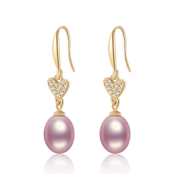 Wholesale Women's Retro Minimalist Geometric Copper And Natural Pearl 14K Goldfilled Earrings Set With Pearls