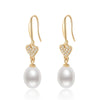 Wholesale Women's Retro Minimalist Geometric Copper And Natural Pearl 14K Goldfilled Earrings Set With Pearls
