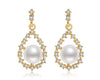 Wholesale Women's Retro Minimalist Geometric Copper And Natural Pearl 14K Goldfilled Earrings Set With Pearls