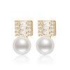 Wholesale Women's Retro Minimalist Geometric Copper And Natural Pearl 14K Goldfilled Earrings Set With Pearls