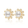 Wholesale Women's Retro Minimalist Geometric Copper And Natural Pearl 14K Goldfilled Earrings Set With Pearls
