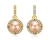 Wholesale Women's Retro Minimalist Geometric Copper And Natural Pearl 14K Goldfilled Earrings Set With Pearls
