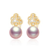 Wholesale Women's Retro Minimalist Geometric Copper And Natural Pearl 14K Goldfilled Earrings Set With Pearls