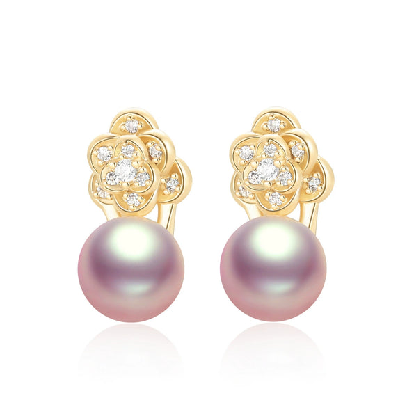 Wholesale Women's Retro Minimalist Geometric Copper And Natural Pearl 14K Goldfilled Earrings Set With Pearls