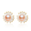 Wholesale Women's Retro Minimalist Geometric Copper And Natural Pearl 14K Goldfilled Earrings Set With Pearls