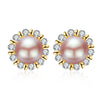 Wholesale Women's Retro Minimalist Geometric Copper And Natural Pearl 14K Goldfilled Earrings Set With Pearls