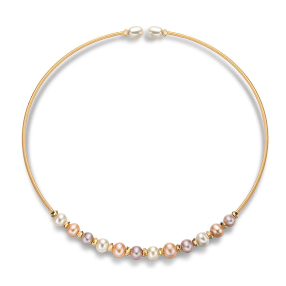 Wholesale Women's Retro Minimalist Geometric Copper And Natural Pearl 14K Goldfilled Earrings Set With Pearls