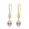 Wholesale Women's Retro Minimalist Geometric Copper And Natural Pearl 14K Goldfilled Earrings Set With Pearls