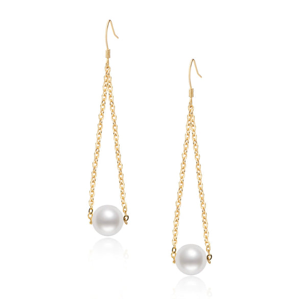 Wholesale Women's Retro Minimalist Geometric Copper And Natural Pearl 14K Goldfilled Earrings Set With Pearls