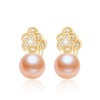 Wholesale Women's Retro Minimalist Geometric Copper And Natural Pearl 14K Goldfilled Earrings Set With Pearls