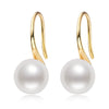 Wholesale Women's Retro Minimalist Geometric Copper And Natural Pearl 14K Goldfilled Earrings Set With Pearls