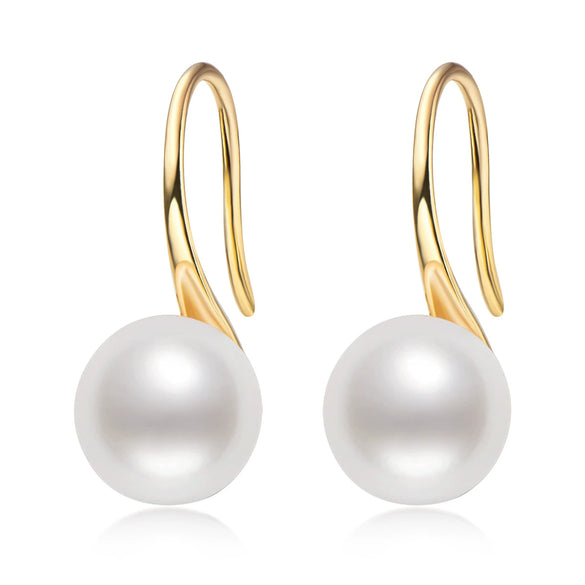Wholesale Women's Retro Minimalist Geometric Copper And Natural Pearl 14K Goldfilled Earrings Set With Pearls