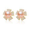 Wholesale Women's Retro Minimalist Geometric Copper And Natural Pearl 14K Goldfilled Earrings Set With Pearls