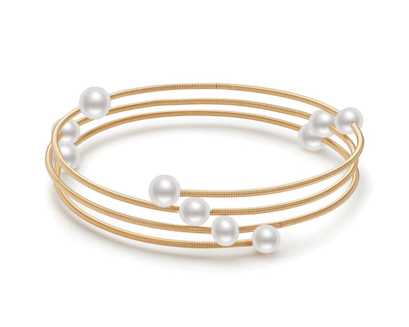 Wholesale Women's Retro Minimalist Geometric Copper And Natural Pearl 14K Goldfilled Earrings Set With Pearls
