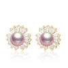 Wholesale Women's Retro Minimalist Geometric Copper And Natural Pearl 14K Goldfilled Earrings Set With Pearls