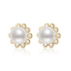 Wholesale Women's Retro Minimalist Geometric Copper And Natural Pearl 14K Goldfilled Earrings Set With Pearls