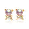 Wholesale Women's Retro Minimalist Geometric Copper And Natural Pearl 14K Goldfilled Earrings Set With Pearls