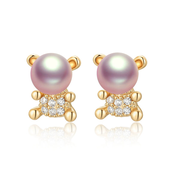 Wholesale Women's Retro Minimalist Geometric Copper And Natural Pearl 14K Goldfilled Earrings Set With Pearls