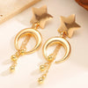 Wholesale Women's Retro Minimalist Geometric Star Shape Alloy 14K Gold Electroplated Pendant Earrings