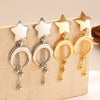 Wholesale Women's Retro Minimalist Geometric Star Shape Alloy 14K Gold Electroplated Pendant Earrings