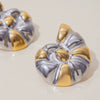 Wholesale Women's Retro Minimalist Stainless Steel Geometric Conch Earrings With Gold And Silver Colorblocking