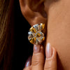 Wholesale Women's Retro Minimalist Stainless Steel Geometric Conch Earrings With Gold And Silver Colorblocking