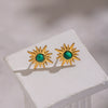 Wholesale Women's Retro Minimalist Star Shape Turquoise Malachite Earrings In Natural Stone With Titanium Steel And Stainless Steel Vacuum Real Gold Plated In Pvd Furnace