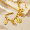 Wholesale Women's Retro Multielement Pendant Stainless Steel Chain Bracelet With Heart Shape And Electroplating Design