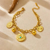 Wholesale Women's Retro Multielement Pendant Stainless Steel Chain Bracelet With Heart Shape And Electroplating Design