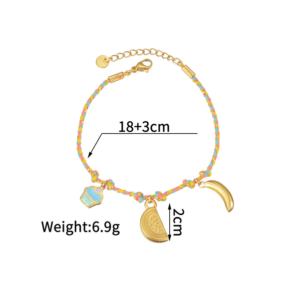 Wholesale Women's Retro Multielement Titanium Steel Fruitshaped Electroplated Bracelet