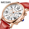 Wholesale Women's Retro Multifunction Chronograph Waterproof Quartz Watch Alloy Case Genuine Leather Strap Round Dial