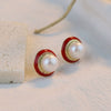 Wholesale Women's Retro Natural Freshwater Pearl Sterling Silver Round Earrings