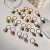Wholesale Women's Retro Natural Stone Oval Pendant Gold Plated Stainless Steel Geometric Earrings With Electroplating