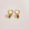 Wholesale Women's Retro Natural Stone Oval Pendant Gold Plated Stainless Steel Geometric Earrings With Electroplating